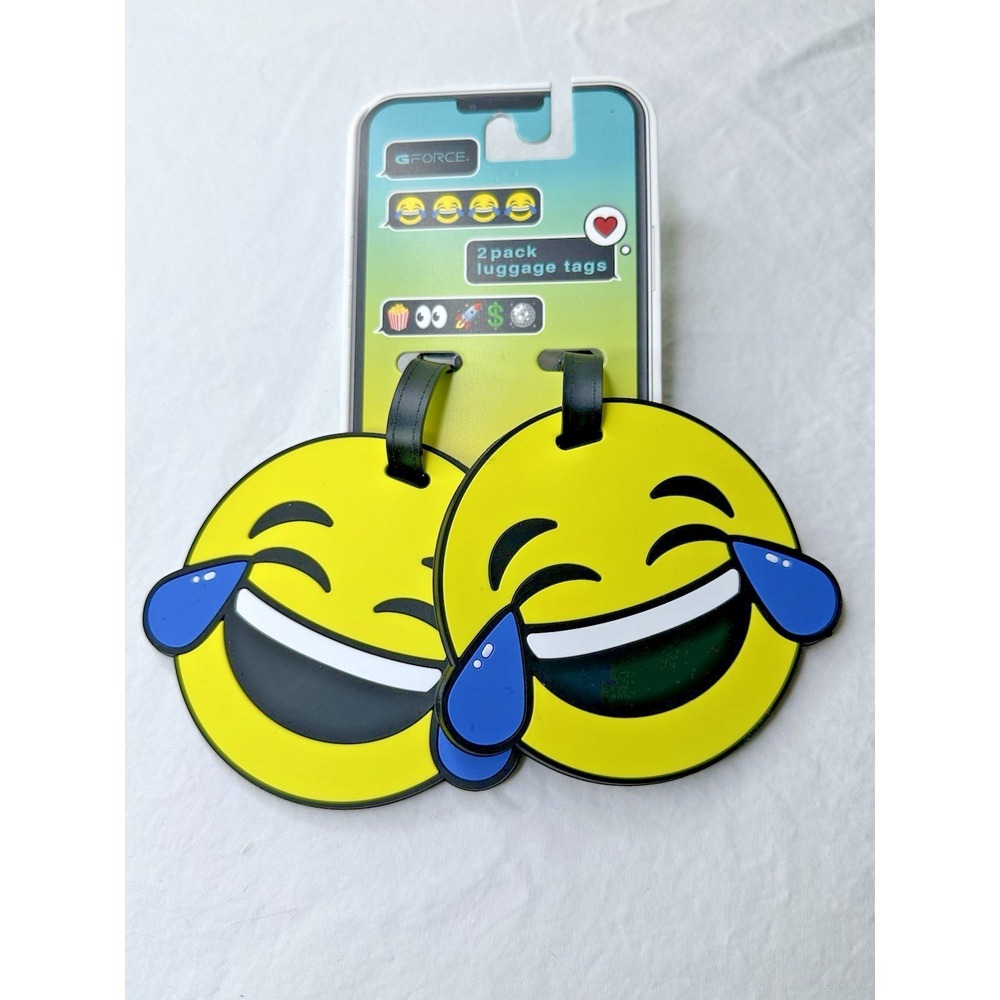 New Luggage Tags Face with Tears of Joy Emoji Set of 2  Rubber